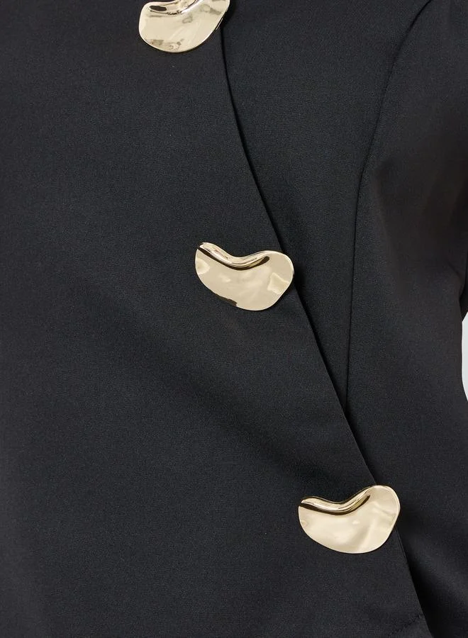 Styli Women Sleeveless Asymmetric Jumpsuit with Fancy Buttons